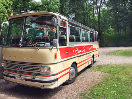 Gute Sicht auf jeder Tour durch die hohen und breiten Fenster im alten Panorama-Bus